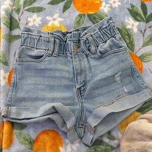 Cello Light Blue Ruffled Jean Shorts